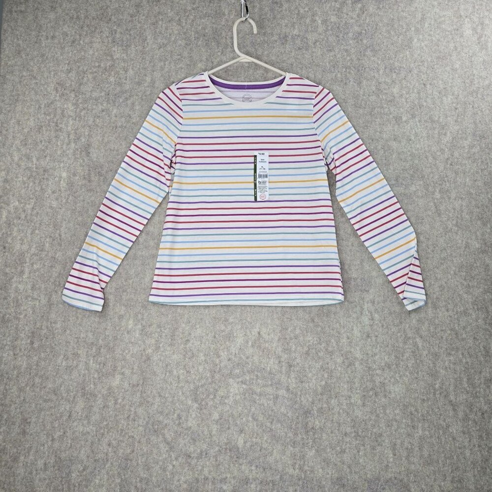 Girls Wonder Nation Long Sleeve Striped Top XL 14-16 Multicolor